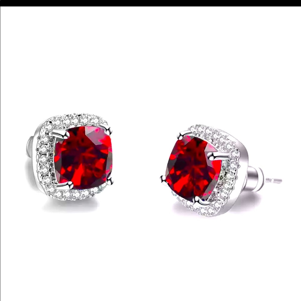 Red stud earrings